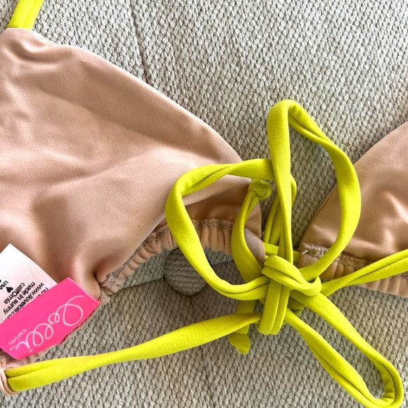 LOLLI SWIM Lover Heart Bikini Set in Nude/Citron, Top -S, Bottom-XS - Picture 6 of 9